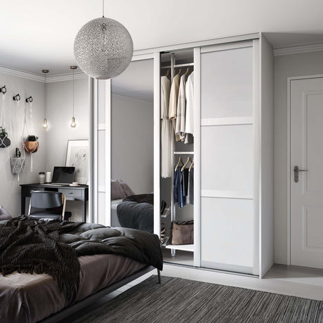 Spacepro Shaker 3 Door sliding wardrobe Kit Mirror White frame (w)2136mmmm - Bedrooms Plus