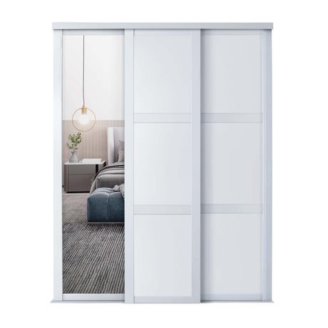 Spacepro Shaker 3 Door sliding wardrobe Kit Mirror White frame (w)2136mmmm - Bedrooms Plus