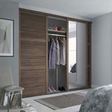 Spacepro Shaker 3 Door sliding wardrobe Kit Walnut frame 2 x Panel 1 x Mirror (w)2136mm - Bedrooms Plus