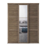 Spacepro Shaker 3 Door sliding wardrobe Kit Walnut frame 2 x Panel 1 x Mirror (w)2136mm - Bedrooms Plus