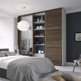 Spacepro Shaker 3 Door sliding wardrobe Kit Walnut frame 2 x Panel 1 x Mirror (w)2136mm - Bedrooms Plus