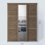 Spacepro Shaker 3 Door sliding wardrobe Kit Walnut frame 2 x Panel 1 x Mirror (w)2136mm - Bedrooms Plus