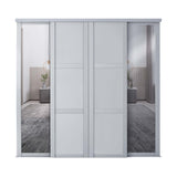 Spacepro Shaker 4 door Dove Grey sliding wardrobe kit with 2 Panel and 2 Mirror 3506mm - Bedrooms Plus