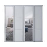 Spacepro Shaker 4 Door sliding wardrobe Kit Dove Grey frame 2 x Panel 2 x Mirror (w)2290mm - Bedrooms Plus