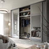 Spacepro Shaker 4 Door sliding wardrobe Kit Dove Grey frame 2 x Panel 2 x Mirror (w)2898mm - Bedrooms Plus