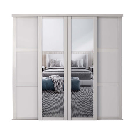 Spacepro Shaker 4 Door sliding wardrobe Kit Mirror Cashmere frame (w)2898mm - Bedrooms Plus