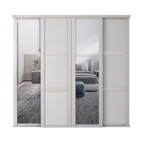 Spacepro Shaker 4 Door sliding wardrobe Kit Mirror Cashmere frame (w)3506mm - Bedrooms Plus