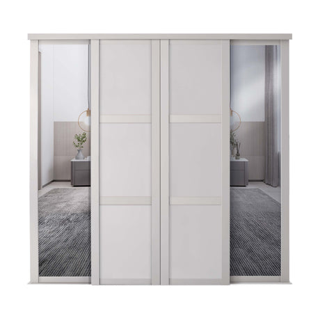 Spacepro Shaker 4 Door sliding wardrobe Kit Mirror Cashmere frame (w)3506mm - Bedrooms Plus