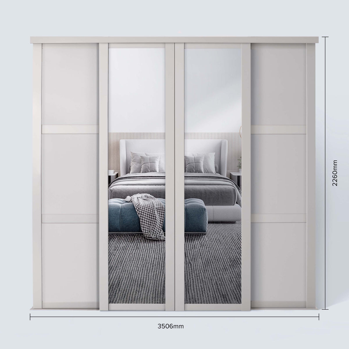 Spacepro Shaker 4 Door sliding wardrobe Kit Mirror Cashmere frame ...