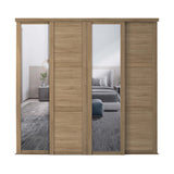 Spacepro Shaker 4 Door sliding wardrobe Kit Mirror Oak frame (w)2290mm - Bedrooms Plus