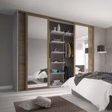 Spacepro Shaker 4 Door sliding wardrobe Kit Mirror Oak frame (w)3506mm - Bedrooms Plus
