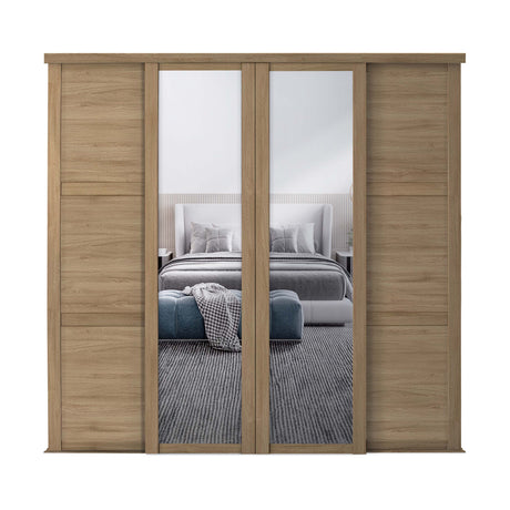 Spacepro Shaker 4 Door sliding wardrobe Kit Mirror Oak frame (w)3506mm - Bedrooms Plus