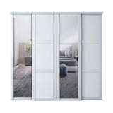 Spacepro Shaker 4 Door sliding wardrobe Kit Mirror White frame (w)2898mm - Bedrooms Plus