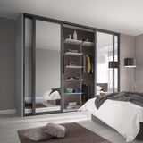 Spacepro Shaker 4 Door sliding wardrobe Kit Mirror with Graphite frame (w)2290mm - Bedrooms Plus