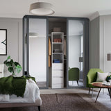 Spacepro Shaker 4 Door sliding wardrobe Kit Mirror with Graphite frame (w)2898mm - Bedrooms Plus