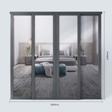 Spacepro Shaker 4 Door sliding wardrobe Kit Mirror with Graphite frame (w)3506mm - Bedrooms Plus