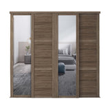 Spacepro Shaker 4 Door sliding wardrobe Kit Walnut 2 X Panel 2 x Mirror (w)3506mm - Bedrooms Plus
