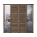 Spacepro Shaker 4 Door sliding wardrobe Kit Walnut 2 X Panel 2 x Mirror (w)3506mm - Bedrooms Plus