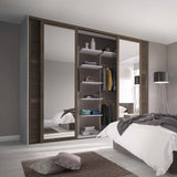 Spacepro Shaker 4 Door sliding wardrobe Kit Walnut frame 2 x Panel 2 x Mirror (w)2290mm - Bedrooms Plus