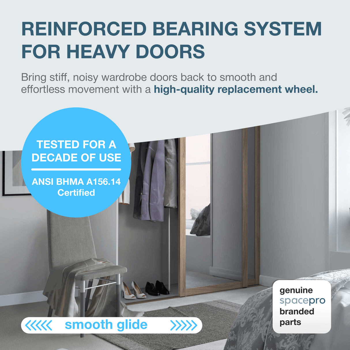 SpacePro Stanley/Acme Sliding Wardrobe Door Bottom Roller 17 - 4264Y - 030 30kg - Bedrooms Plus