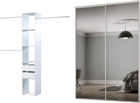 Spacepro White Heritage 2 Door Sliding Wardrobe Door Kit with Mirror Panels Fits 1803mm width - Bedrooms Plus