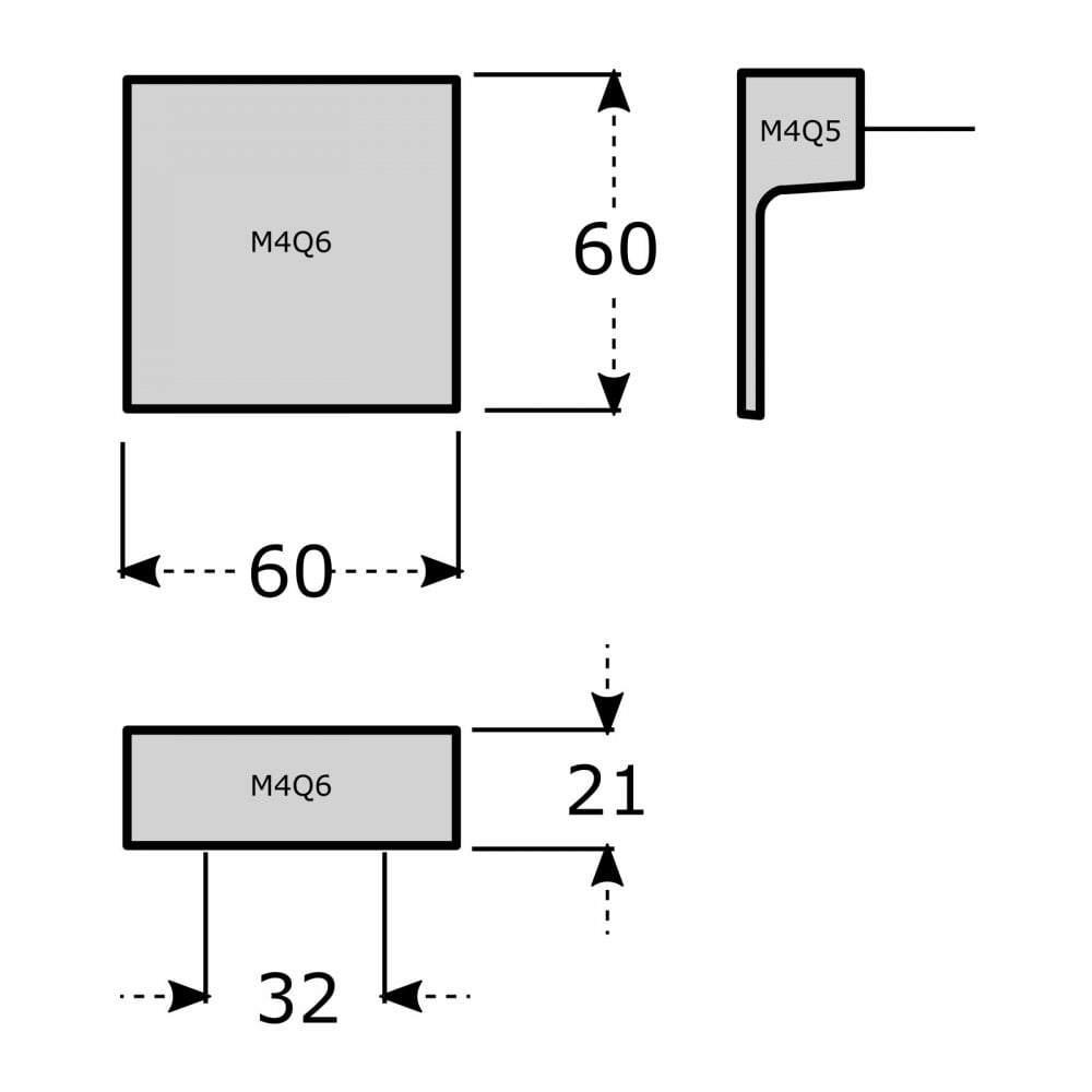 Square Cupboard Knob Handle M4TEC Inverbeg Q6 - Bedrooms Plus