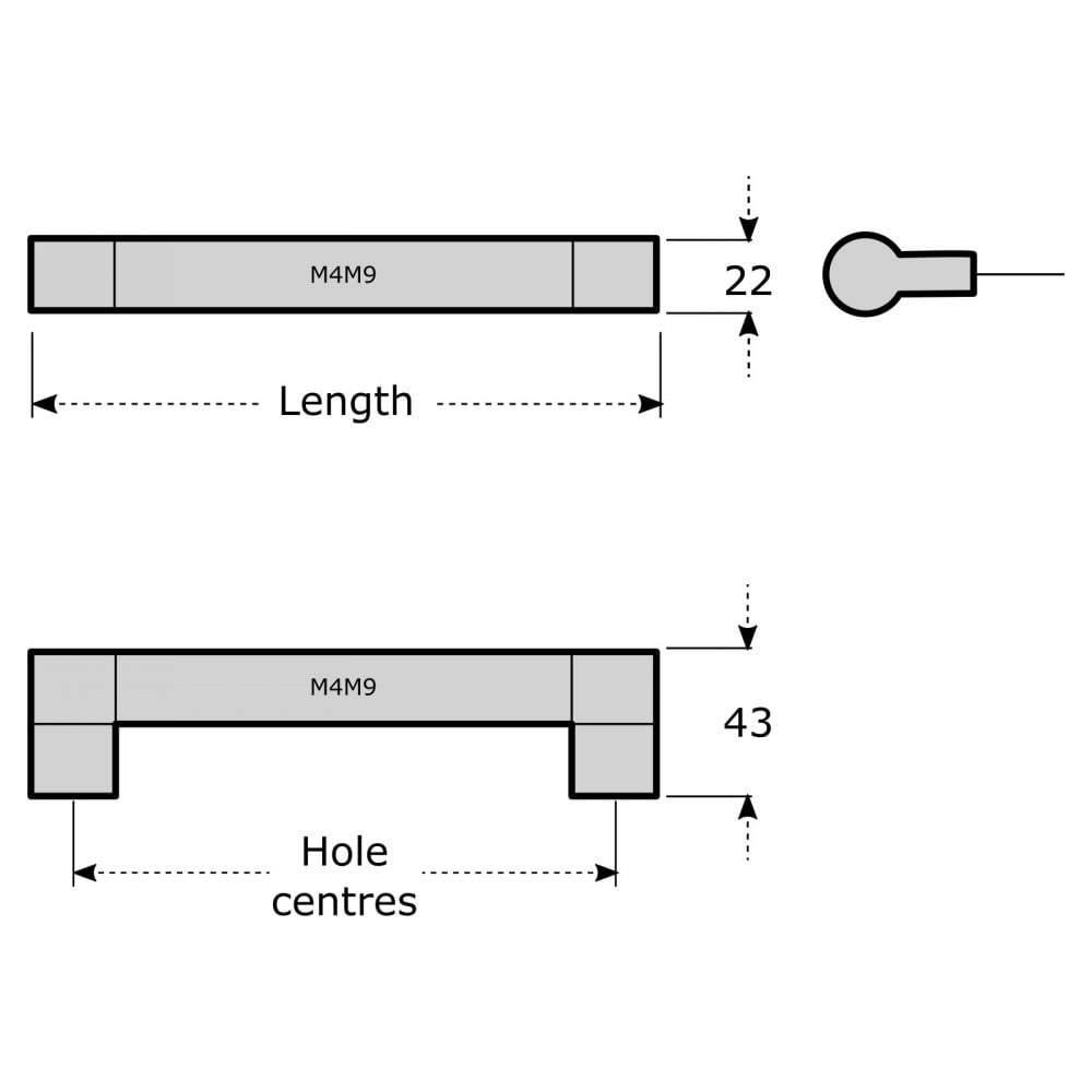 Stainless Steel Cupboard Door Handle M4TEC Aird M9 - Bedrooms Plus