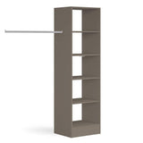 Stone Grey Deluxe Tower Shelving Unit with 5 Shelves and Hanging Bars - Bedrooms Plus