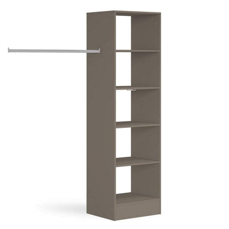 Stone Grey Wardrobe Shelving Unit with 5 Shelves and Hanging Bars - Bedrooms Plus