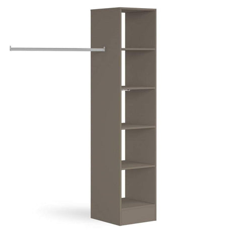 Stone Grey Wardrobe Shelving Unit with 5 Shelves and Hanging Bars - Bedrooms Plus