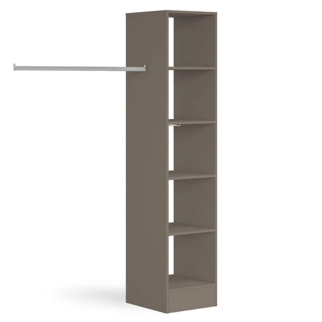 Stone Grey Wardrobe Shelving Unit with 5 Shelves and Hanging Bars - Bedrooms Plus