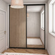 Supreme Matt Black Frame with Oak Acoustic Panel & Mirror Sliding Door Kit - 2 Doors - Bedrooms Plus
