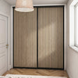 Supreme Matt Black Frame with Oak Acoustic Panel Sliding Door Kit - 2 Doors - Bedrooms Plus