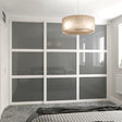 White Shaker Sliding Door Wardrobe Kit - 3 Door 3 Panel Grey Metal - Made To Measure - Bedrooms Plus