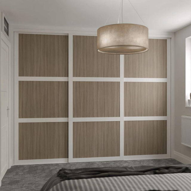 White Shaker Sliding Door Wardrobe Kit - 3 Door 3 Panel Shorewood - Made To Measure - Bedrooms Plus