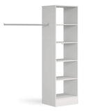 White Wardrobe Shelving Unit with 5 Shelves and Hanging Bars - Bedrooms Plus
