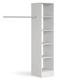 White Wardrobe Shelving Unit with 5 Shelves and Hanging Bars - Bedrooms Plus