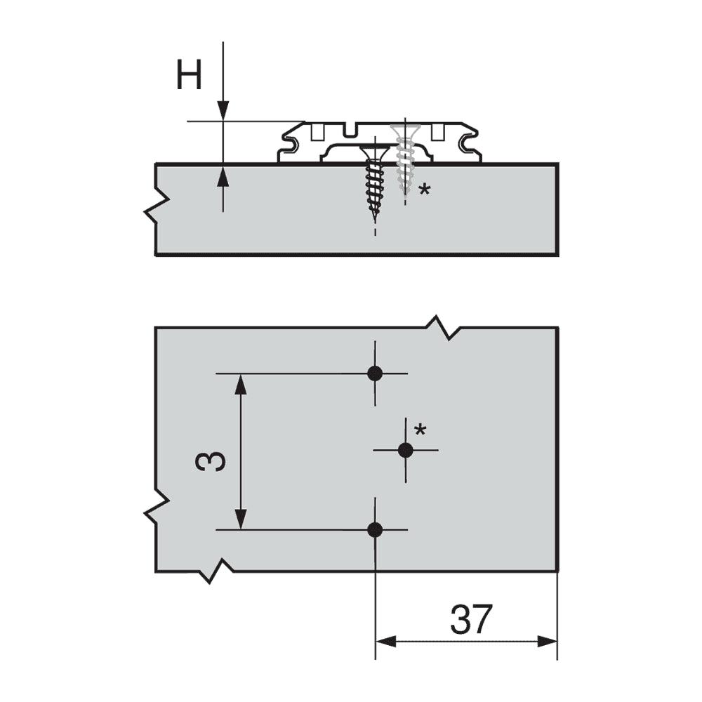 Blum Clip Mounting Plate, Cruciform, 0mm Nickel 173H7100 - Bedrooms Plus