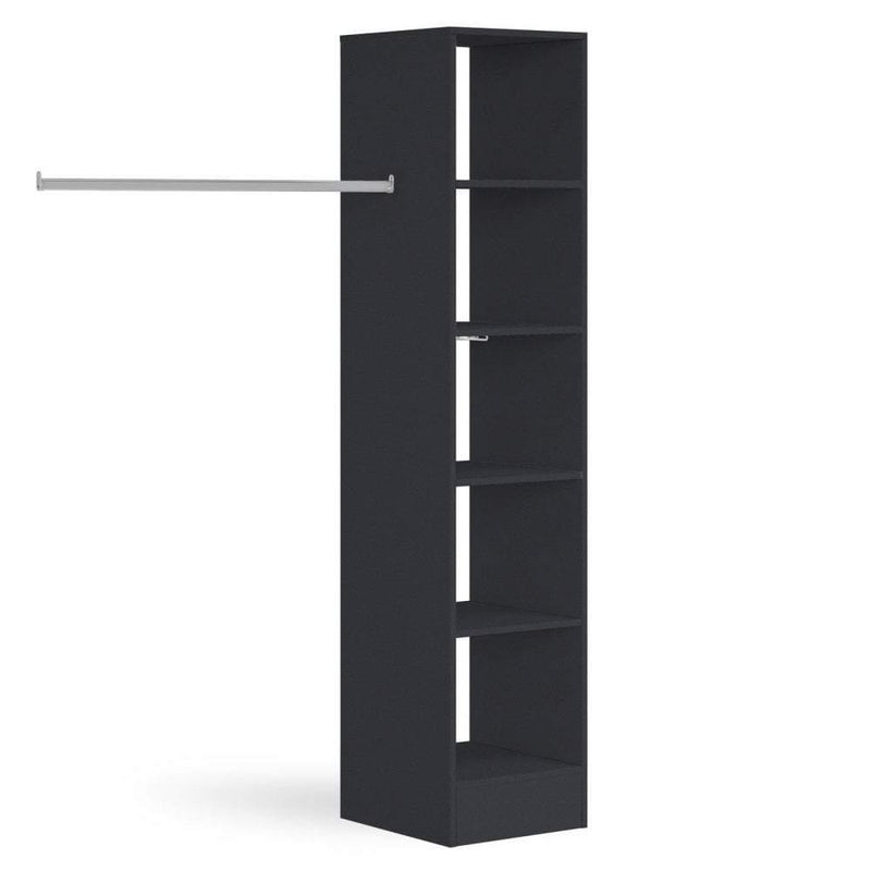 Black Deluxe Tower Shelving Unit with 5 Shelves and Hanging Bars - Bedrooms Plus