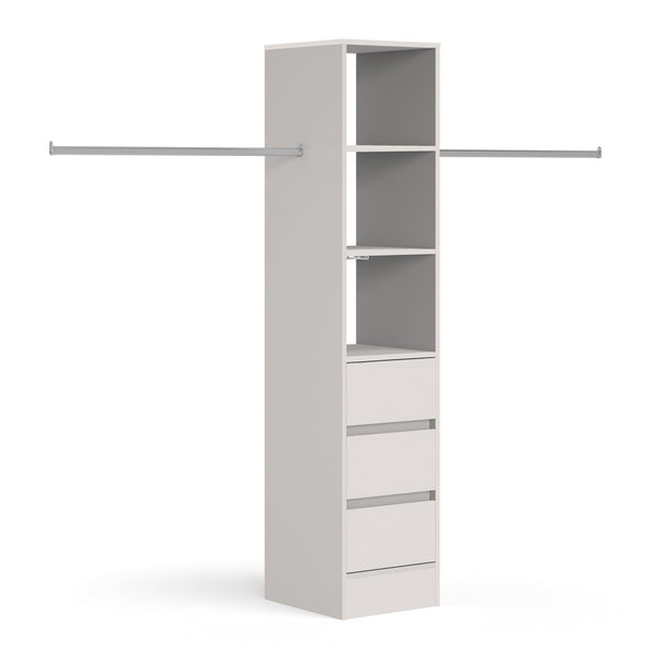 Space Pro Light Grey Deluxe 3 Drawer Tower Shelving Unit with Hanging Bars Shelving SpacePro 450mm 