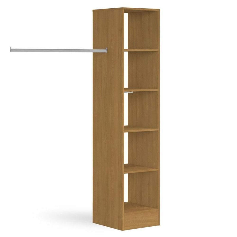 Oak Deluxe Tower Shelving Unit with 5 Shelves and Hanging Bars - Bedrooms Plus