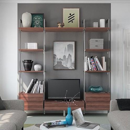 Space Pro Relax Furniture - 900mm Narrow Shelf - Grey Textile Wall Shelves & Ledges SpacePro 