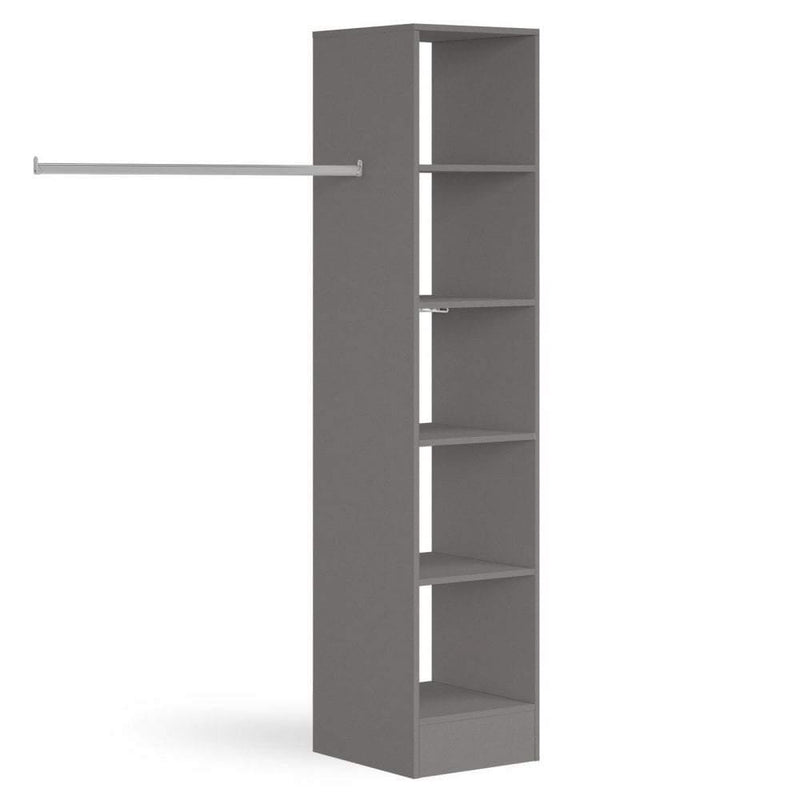 Silver Deluxe Tower Shelving Unit with 5 Shelves and Hanging Bars - Bedrooms Plus