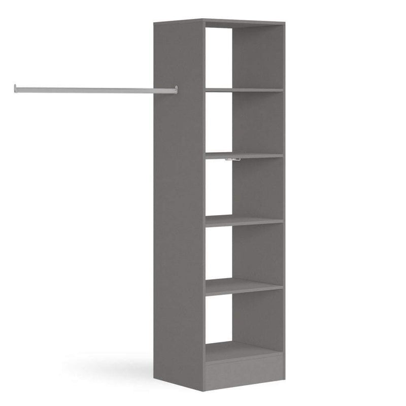 Silver Deluxe Tower Shelving Unit with 5 Shelves and Hanging Bars - Bedrooms Plus