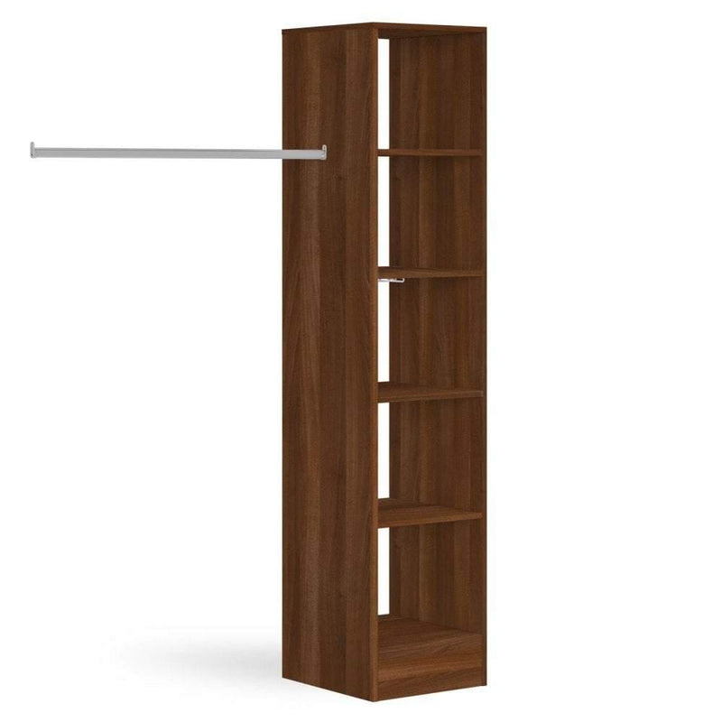 Space Pro Walnut Deluxe Tower Shelving Unit with 5 Shelves and Hanging Bars Shelving SpacePro 450mm 