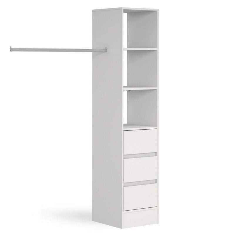 Space Pro White Deluxe 3 Drawer Tower Shelving Unit with Hanging Bars Shelving SpacePro 450mm 